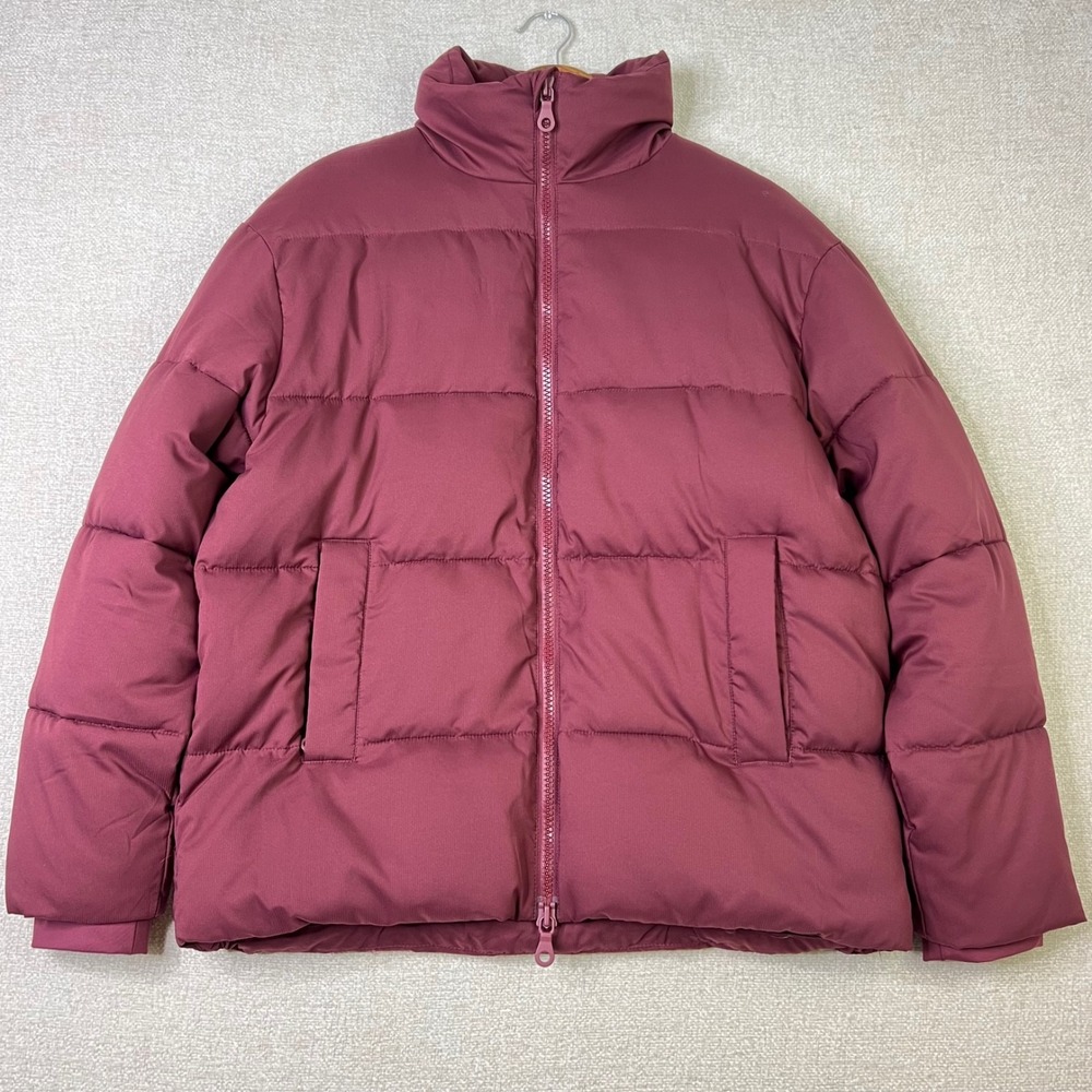 Girlfriend Collective Classic Full Zip Jacket Puffer Wine Red Size M Retail $228